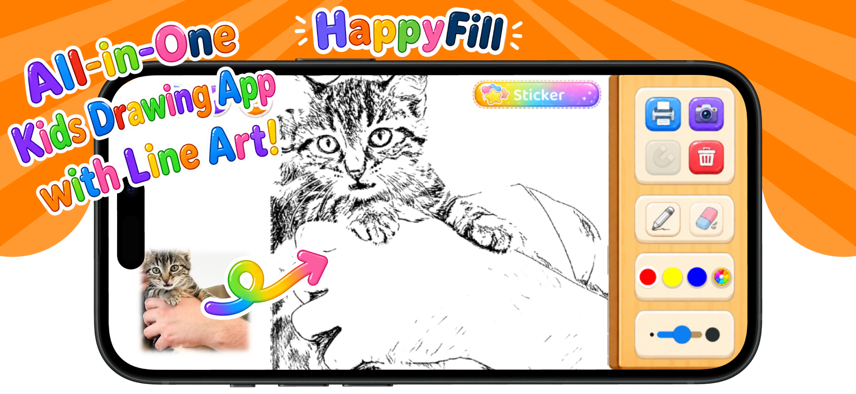 HappyFill line art coloring screen